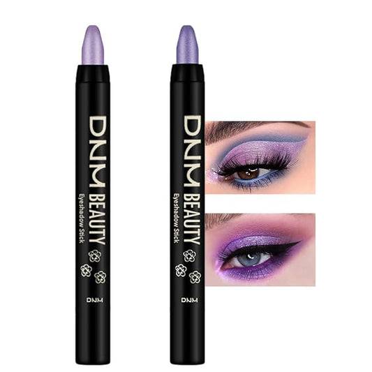 Kaely 2Pcs Cream Eyeshadow Stick Set for Eyes,Light Purple & Vioiet Shimmer Pen,Eye Brightener Halloween Makeup,sombras para ojos,Smooth Eye Shadow Highlighter Crayon Pencil Waterproof,08+09