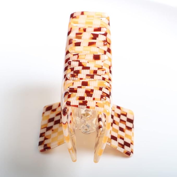Vintage Cellulose Acetate Banana Clips, Pack of 1, Nonslip Hair Claw Clamps for Women and Girls (Amber, L)