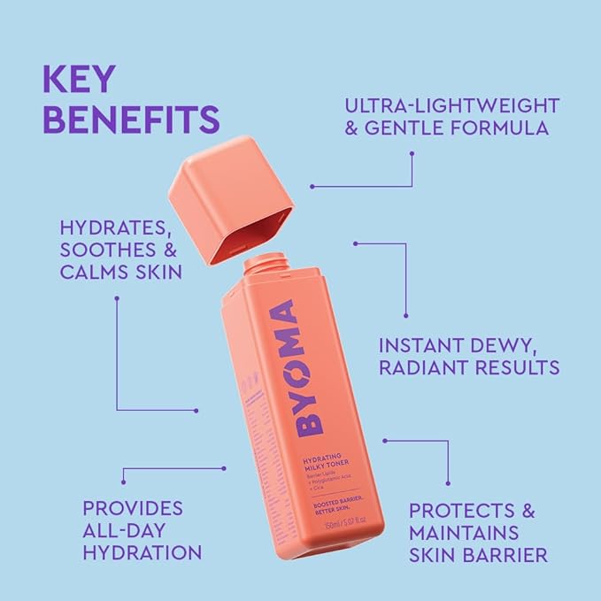 BYOMA Hydrating Milky Toner - Dewy, Ultra Hydrating Toner for Face - Soothes Skin, Locks in Moisture, Reduces Redness - Barrier Repair - 5.07 fl oz