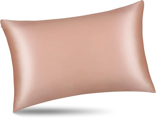 ALASKA BEAR Silk Pillowcase for Curly Hair and Skin Women Real Mulberry Silk Pillow Case Standard Single (1 Pack, Rose Gold)