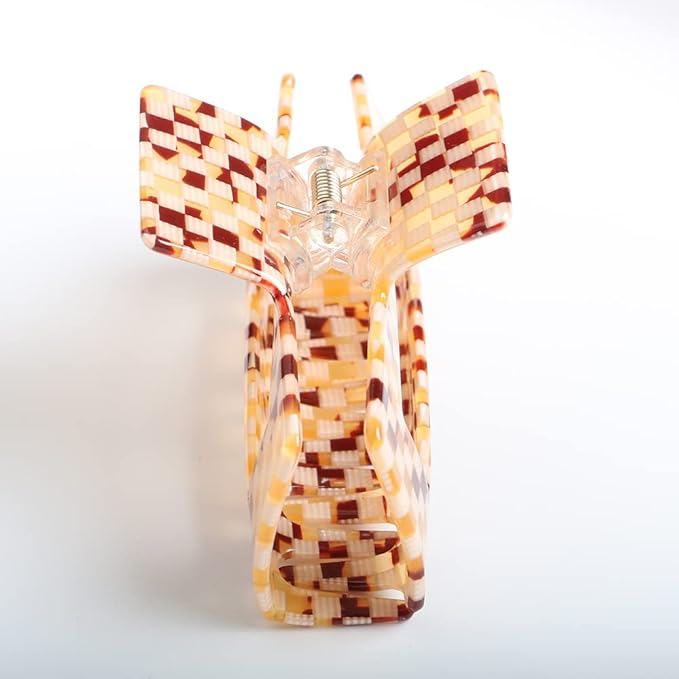 Vintage Cellulose Acetate Banana Clips, Pack of 1, Nonslip Hair Claw Clamps for Women and Girls (Amber, L)