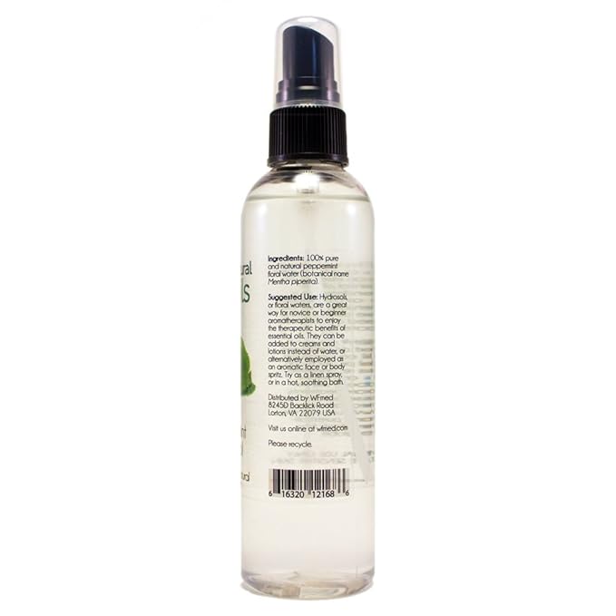Peppermint Hydrosol (Floral Waters) - 4 fl oz Plastic Bottle w/Black Spray Cap - 100% natural - GreenHealth