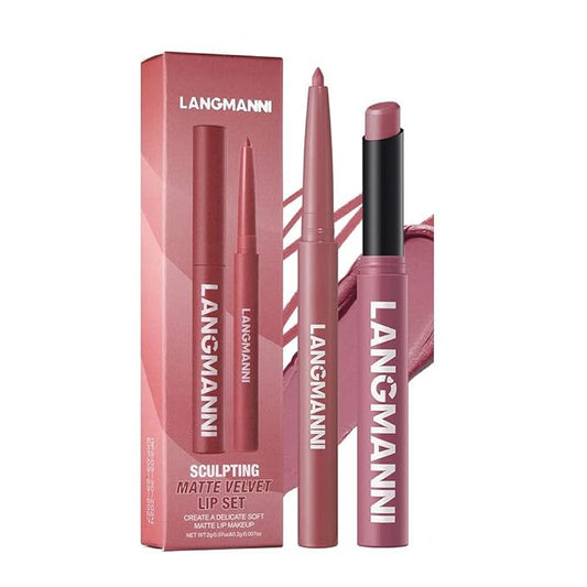 Lip Liner + Lipstick Set (12 Shades Available) -Matte Lipstick for Women, Silk Finish Hydration Lip Kit, Waterproof Smooth Creamy Texture, Bold to Nude Shades for Daily & Party Wear, Makeup Gift (08)