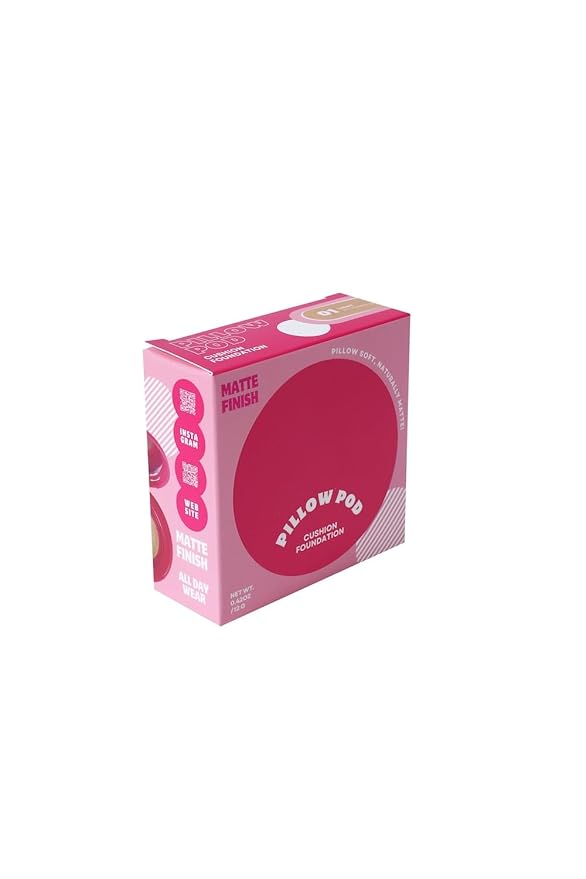 Beauty Pillow Pod Cushion Foundation Porcelain – Natural Matte Finish, Buildable Coverage, Paraben-Free, Portable Compact with Mirror and Puff,0.42 OZ /12G,pack of 1