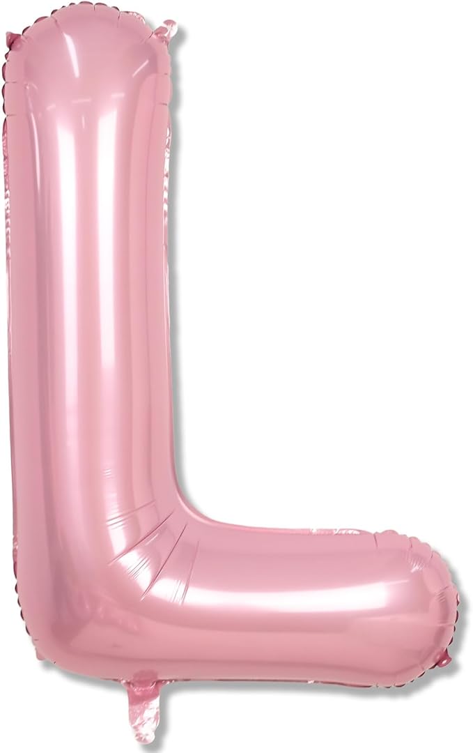 40 Inch Giant Pastel Pink Letter Balloon, Alphabet L Foil Balloons Light Pink, Self Inflating Balloon Pearl Pink Letter L, Mylar Letter Customize Balloons for Women Birthday Party Decoration Supplies