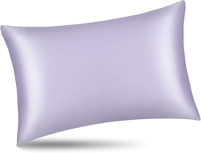 ALASKA BEAR Silk Pillowcase for Hair and Skin, Set of 2 Pure Genuine 22 Momme Mulberry Silk Pillow Cases Standard Size for Bliss Sleep Better Than Poly Satin, Zipper Closure(2pc, Lavender)