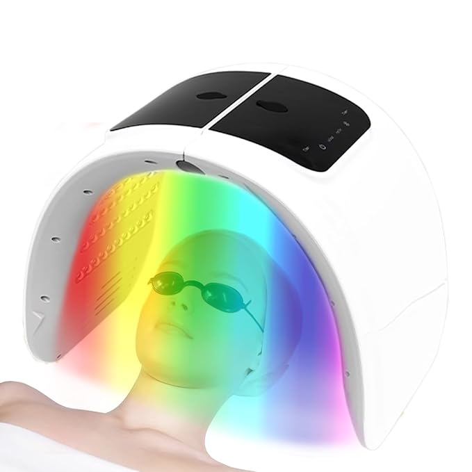 Light Mask - 7 Color Photon Facial Device for Skin Care, Red & Blue Light for Face, Neck & Body, Rechargeable Home Use