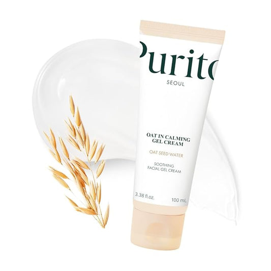 PURITO Oat In Calming Gel Cream, Oat Seed Water Hydration & Soothing, Lightweight, Non-Sticky FA Safe Moisturizer for Sensitive Skin, Non-Comedogenic, Fragrance-Free, Korean Skincare 3.38 fl.oz