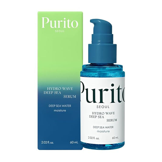 PURITO Hydro Wave Deep Sea Serum, 60 mL / 2.02 fl. oz., Hydrating Face Serum, Lightweight & Non-Greasy, Skin Moisture Boost, Korean Skincare, For Sensitive Skin, Hyaluronic Acid & Deep Sea Water