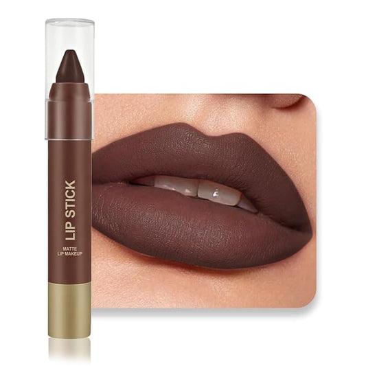 BINGBRUSH 2 in 1 Lip Liner and Lipstick Combo, Matte Lipstick Long Lasting Waterproof Lip Pencil Crayon, Smudge Proof Lip Stain,Hign Pigmented Women’s Makeup (06#Midnight Mocha)