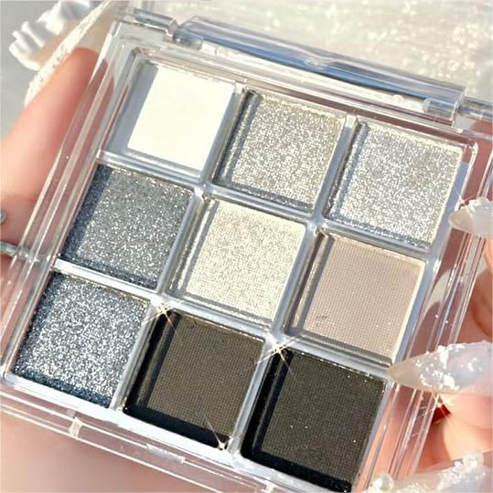 Kayswang 9 colors glitter eyeshadow palette makeup palette matte high pigment color cream texture natural eye shadow powder eye shadow palette in autumn and winter long lasting & waterproof (silver)