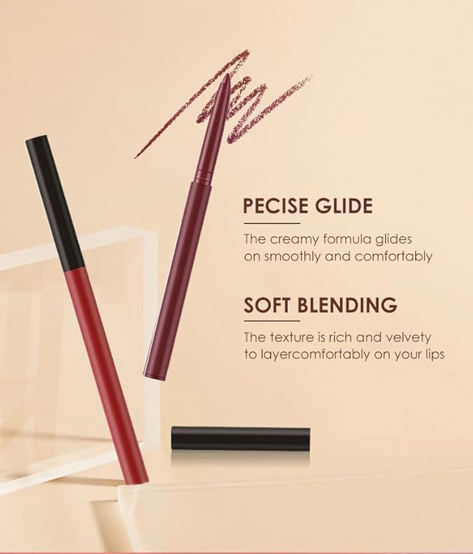 BestLand 6Pcs Matte Liquid Lipstick and Lip Liner Set, Non-Stick Cup Not Fade Waterproof 24 Hour Lip Gloss Nude Brown Lip Liner Pencil for Women, labiales mate 24 horas originales (Set F)