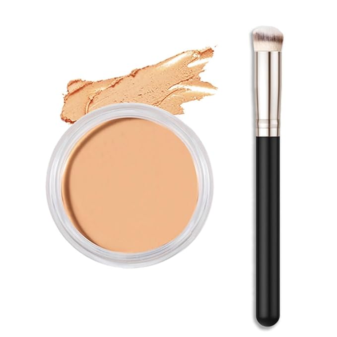 Kaely Cream Pot Concealer Full Coverage Makeup Set, Under Eye Brightener Color Correcting Concealer for Dark Circles, Waterproof Foundation Palette with Brush, Eye Ring Corrector de ojeras, 03