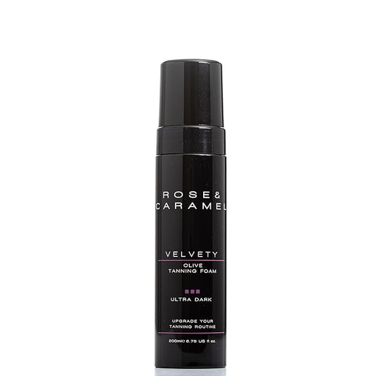 Rose & Caramel Velvety Ultra Dark Olive Self-Tanner Mousse – Extra Dark, No Orange Tones, Streak-Free, Long-Lasting Fake Tan – Award-Winning, Vegan, Cruelty-Free, 6.76 Fl Oz (200ml)