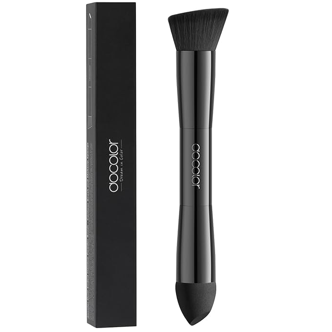 docolor Dual-Ended Hairline Powder Brush, Hair Contour Brush with Sponge Tip, Makeup Brush for Seamless Blending, for Hair Contouring, Root Touch-ups, and Beard Coverage Vegan & Cruelty-free