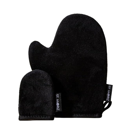 St Moriz Luxury Self Tanning Mitt & Face Mitt Duo Pack - Velvety Soft, Double Sided, Washable Self Tanner Applicator Gloves with Thumb For Even Self Tan Coverage & Streak Free Finish - Pack of 2