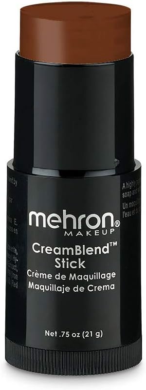 Mehron CreamBlend Stick | Face & Body Paint - Foundation Cream Makeup - Perfect for Halloween - .75 oz (21 g) - Light Cocoa
