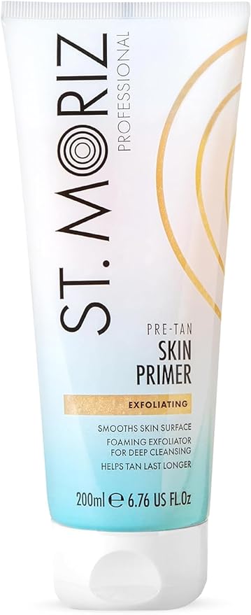 St Moriz Pre-Tan Skin Primer for Self Tanner- Exfoliating Fake Tan Primer - Preps & Primes Skin for Long-Lasting - Deep Cleansing Foaming Exfoliator for Self Tan (6.76 fl oz)
