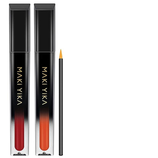 MAKI YIKA 2Pcs Matte Liquid Lipstick Set MVP Red Orange Lipstick Long Lasting Smudgeproof Transfer Proof Lip Makeup, MVPRed/OrangeRed