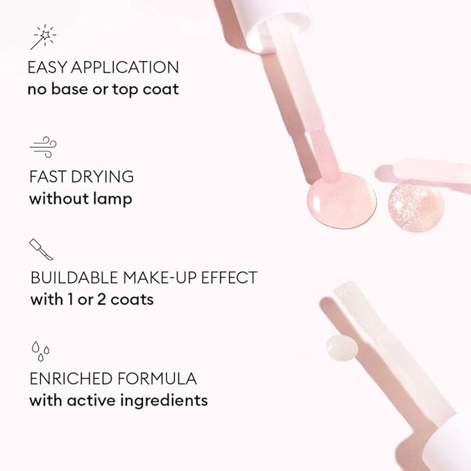 Manucurist Active Shine Illuminating & Care Nail Polish - Nail Concealer - No Lamp - Ultra-Shiny 2 in 1 Nude Gel Polish: Nail Strengthener and Growth, Highlighter & Care - Damaged Nails Repair