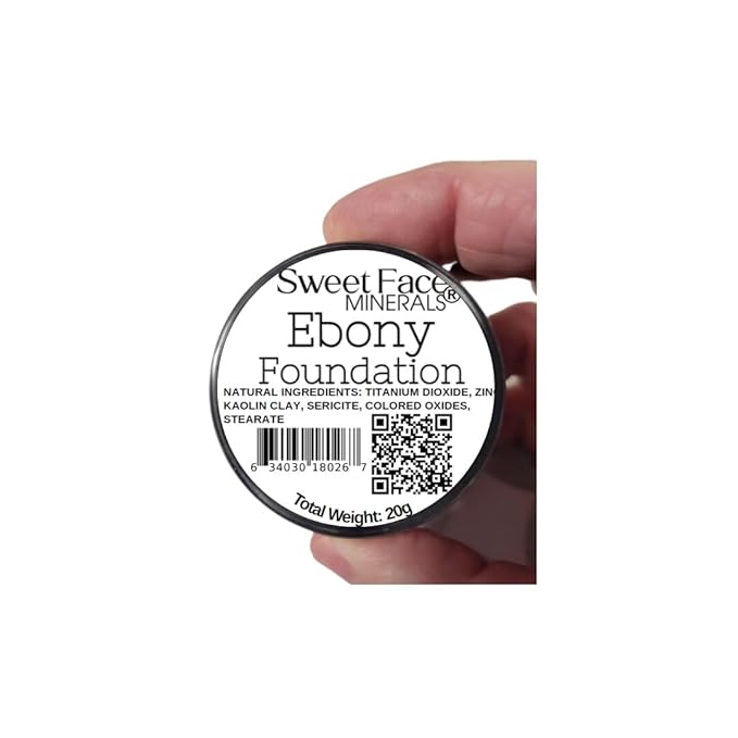 Ebony Shade Foundation (20g Full Size Sifter Jar) Matte Mineral Makeup Loose Powder Foundation – Full Coverage, Natural Finish, Noncomedogenic, SPF 30