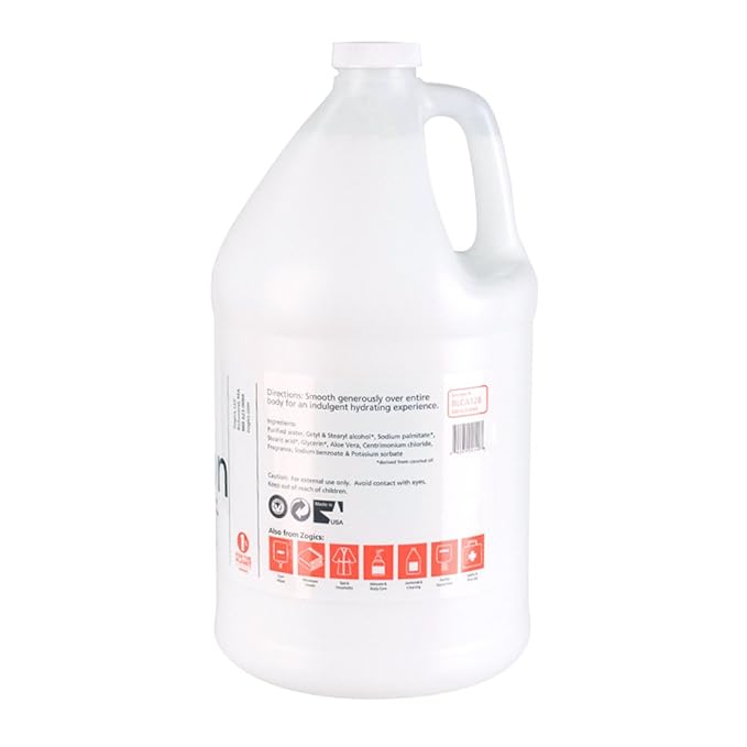 Zogics Moisturizing Body Lotion, Hydrating Body Lotion for Women and Men, Nourishing Formula Made with Essential Oils, Great for Refillable Lotion, Citrus and Aloe Scent (1 Gallon)