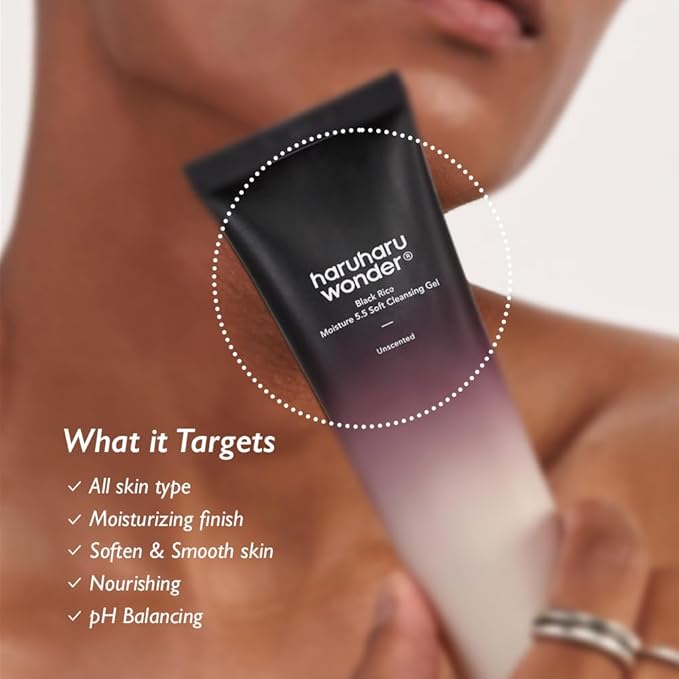 Black Rice Moisture 5.5 Soft Cleansing Gel, Gentle Foaming Daily Cleanser, Low 5.5pH, Moisture Balance, Soap Free, For Sensitive Skin, Vegan & Cruelty-Free, 3.4 fl.oz