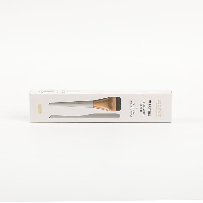 docolor Flat Foundation Brush and Makeup Spatula Set, Thin Liquid Foundation Brushes Dual Edged Spatula Brush Makeup Korean Foundation Brush for Blending, Cream, Thin Makeup Brush &Make Up Spatula