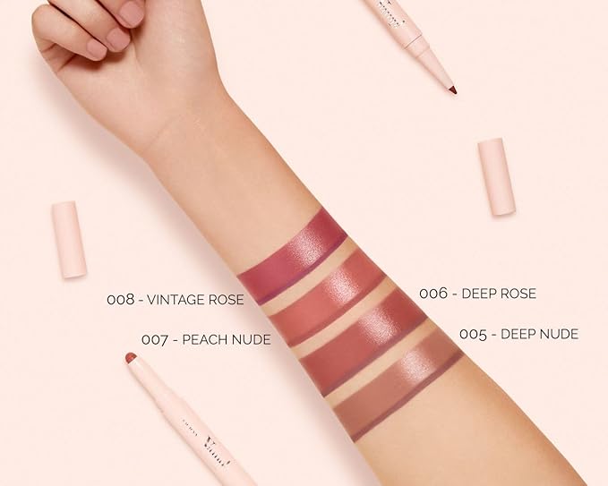Pupa Milano Vamp! Creamy Duo, 008 Vintage Rose, 1 Pc - 2 in 1 Lipstick and Lip Pencil - Long Lasting - Lightweight - No-Transfer - Smooth Texture - Highly Pigmented