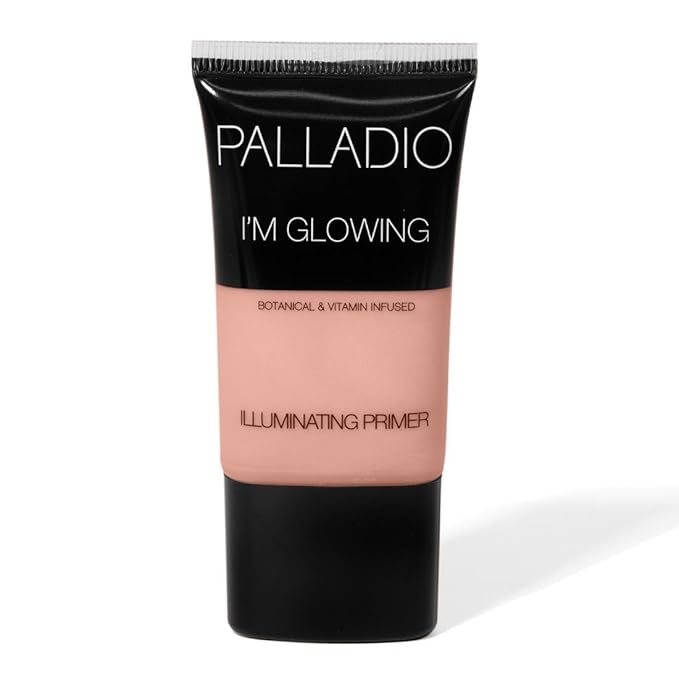 Palladio I'm Glowing Illuminating Primer, Pearly Pink Makeup Primer for Face, Contains Aloe Vera, Grape Seed Oil, Green Tea, Brightens Complexion, Combats Wrinkles, Fine Lines & Pores