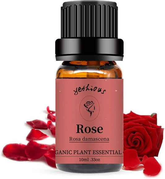 yethious Rose Essential Oil 100% Pure Rose Scented Oil for Diffuser & Aromatherapy Fragrance DIY Candle Soap Making Rose Oil Essential Oil 10ML