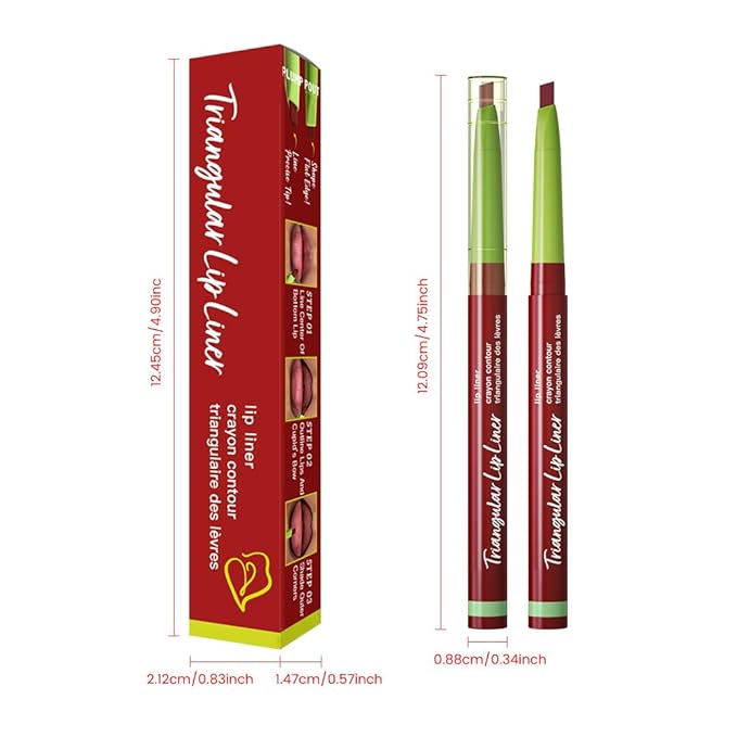 evpct Dark Wine Red Triangle Lip Liner Pencil Stick for Women, Retractable Lips Liner Pen Triangle Tip for Sculpting Filling Plumping, Longwear Lipliners Pencil Vegan Cruelty Free Lip Filler Plumper