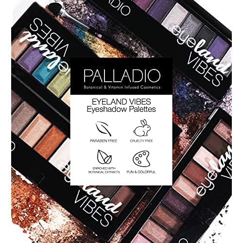 Palladio Eyeland Vibes, Escape to the Tropics, 10 Count Eyeshadow Palette, 5 Curated Palettes, Seductive Nudes to Vibrant Hues, Complimentary Shades, Day and Night Looks, Rich Pigment, Sandbar