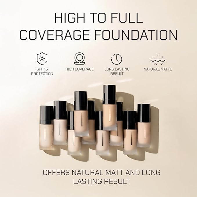 Radiant Professional Natural Fix All Day Matte Cream Foundation - Long Wear High Coverage Face Makeup Foundation With SPF 15 - Oil Free Matte Finish - For All Skin Types-1.01 oz. (01 Rosy)