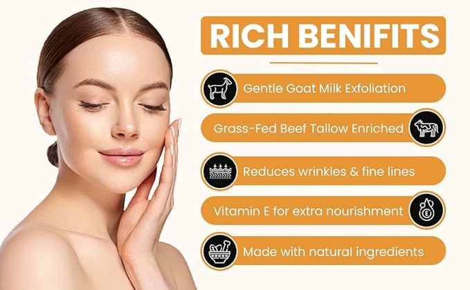 Tallow & Goat Milk Body Lotion for Sensitive Skin, Organic moisturizing Lotion - Soothes Dry skin, Goat Milk face and body Moisturizer - Handmade Tallow for skin cream (8 OZ, Lavender Vanilla)