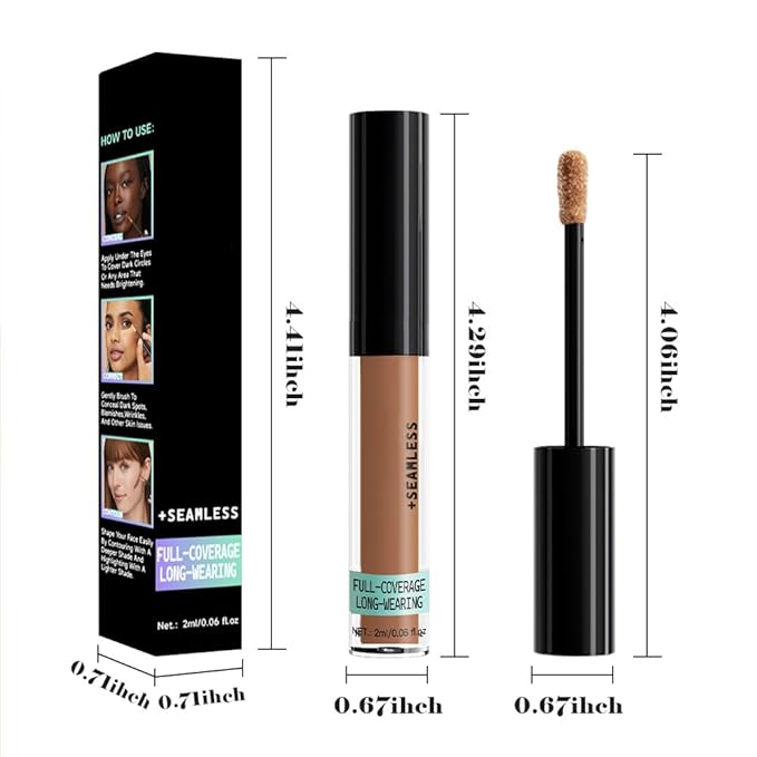 Liquid Concealer for Older Women, Under Eye Brightener Full Coverage Concealer for Dark Circles, Spots, Lightweight Waterproof Foundation Makeup, Vegan & Cruelty-Free, 08 Honey Beige