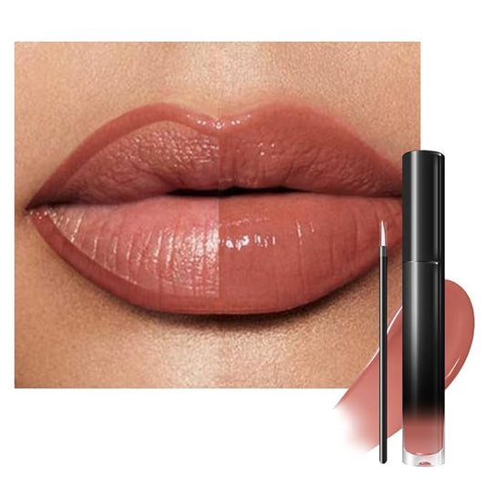 evpct Nude Shiny Longwear No-Budge Liquid Lip Color Lipstick Makeup, Highly Pigmented Color Instant Shine, Waterproof Long Lasting Lipstick for Women, Lip Stain Gloss with Lip Liner Brush, 09#