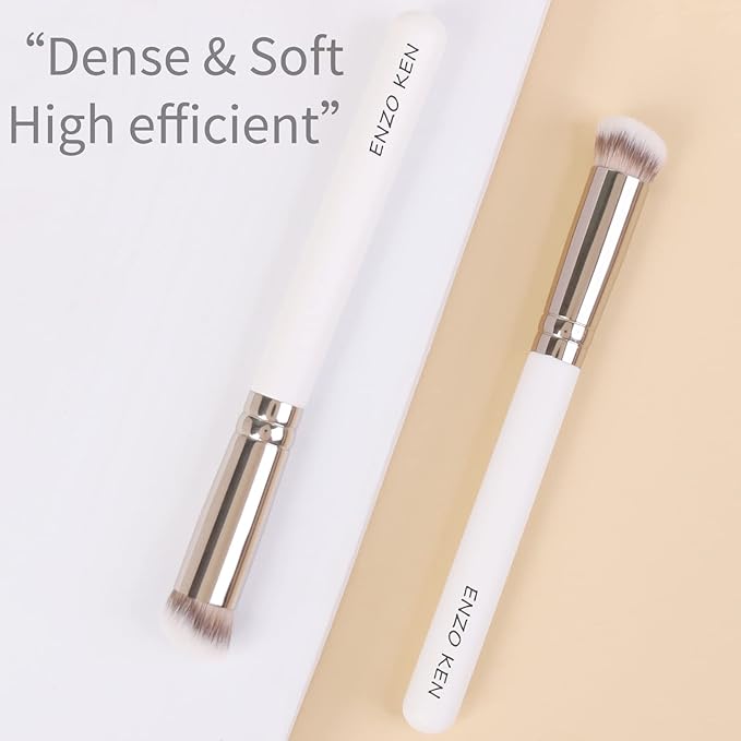 Angled Concealer Brush - Under Eye, Small Nose Contour, Makeup Brush (White, 270)