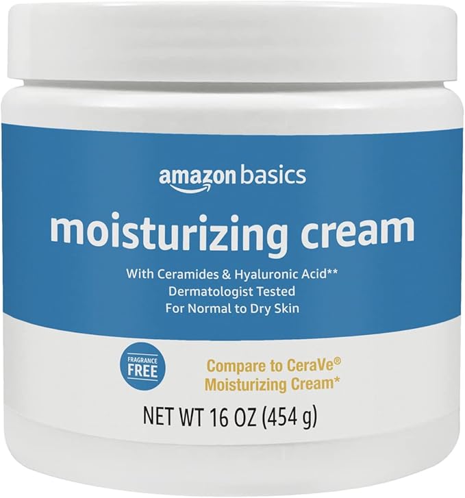 Amazon Basics Moisturizer Cream for Face, Dry Skin, Hydrating, 16 Ounces, 1-Pack