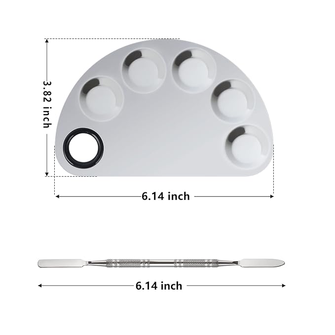 Makeup Mixing Palette, Premium Stainless Steel Cosmetic Makeup Palette with Spatula Tool, Nail-art Cosmetic Palette for Mixing Cosmetic/Nail Polish/Pigment (Semicircle)