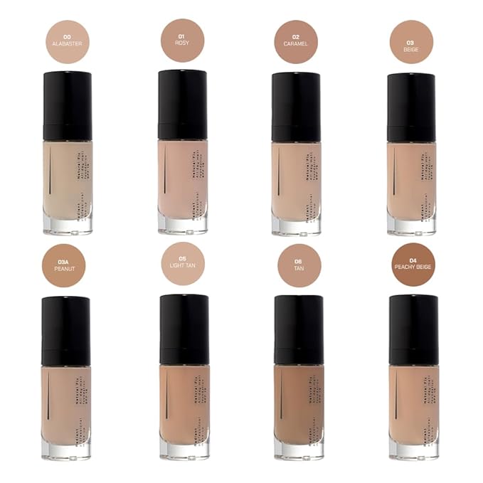 Radiant Professional Natural Fix All Day Matte Cream Foundation - Long Wear High Coverage Face Makeup Foundation With SPF 15 - Oil Free Matte Finish - For All Skin Types-1.01 oz. (00 Alabaster)