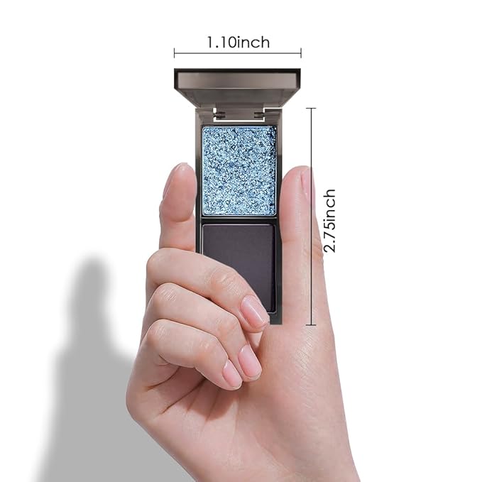 AMY'S DIARY 2 Color Shimmer Blue Matte black Eyeshadow Palette – Shimmer matte Shades eye shadow for Eye Makeup, Long-Lasting & Highly Pigmented, Vegan & Cruelty-Free for woman (02#)