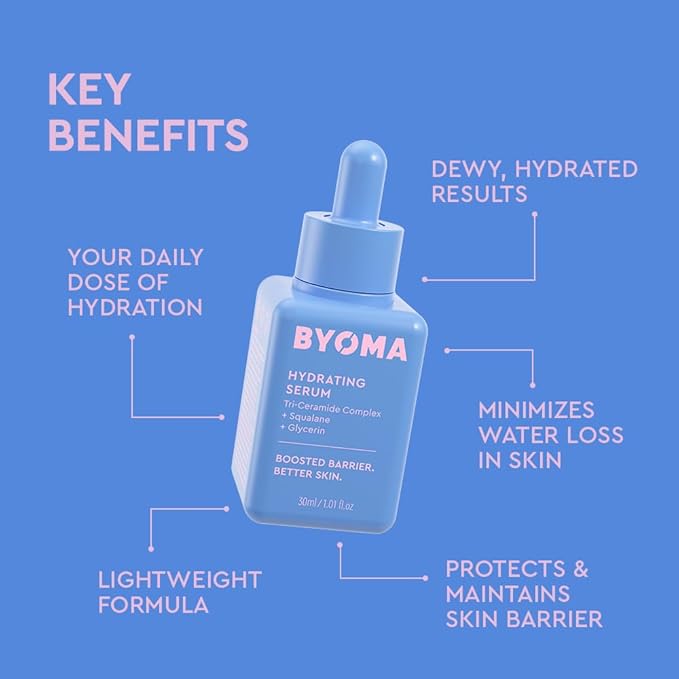 BYOMA Hydrating Serum - Moisturizing Facial Serum with Squalane, Glycerin & Ceramides - Hydrating for Glowing, Dewy Skin - 1.01 fl. oz