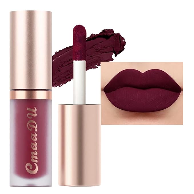 evpct 1Pcs Plum Purple Silky Velvet Matte Liquid Lipstick Lip Gloss Set for Women Long Lasting 24 Hours Color Stay Lipstick 07#