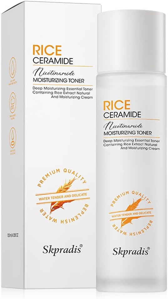 Rice Toner, Natural Rice Ingredient Toner, Contains Ceramide Extract, Reduces Dry Feeling, Dull, Combination Skin, Vegan, Fragrance-Free, Suitable for Many Skin Types 4.05 Fl Oz