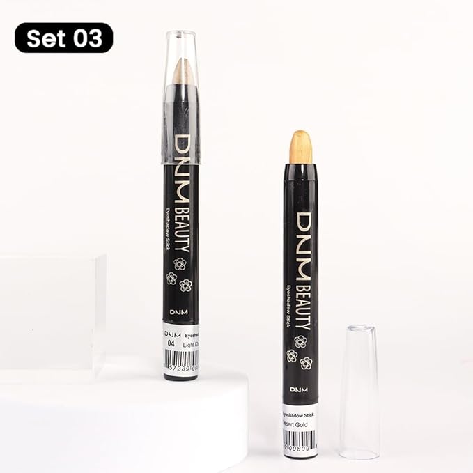 evpct 2Pcs Cream Eyeshadow Sticks Set for Eyes Light Khaki & Desert Gold Shimmer Eye Crayon Shadow Brightener Stick Pencil Pen Bulk sombras en crema para ojos 04+06