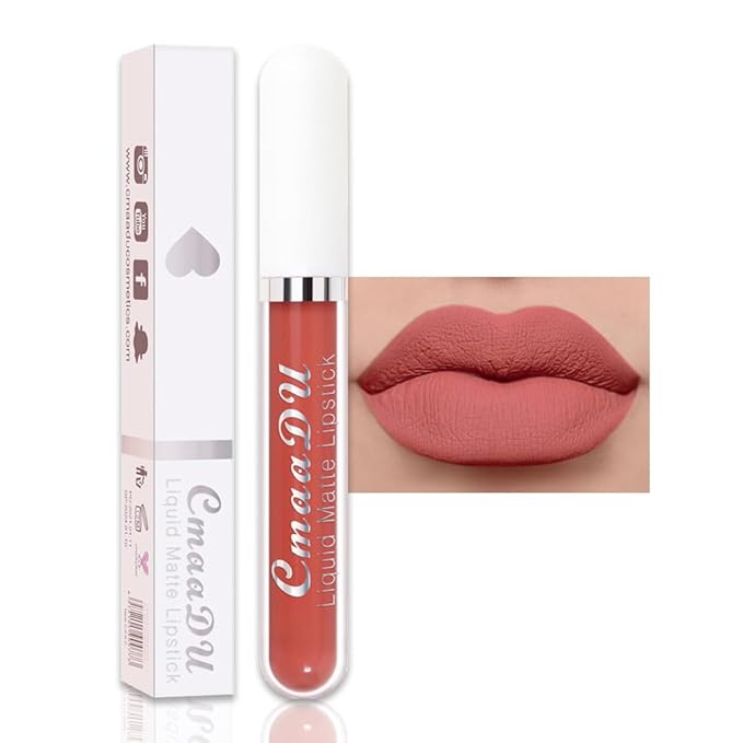 evpct 1Pcs Nude Pink Liquid Matte Lipstick Lipgloss Set for Women, labiales mate 24 horas originales matte larga duracion 24 Hour Lipstick Lip Stains Long Lasting Waterproof 24, 01#