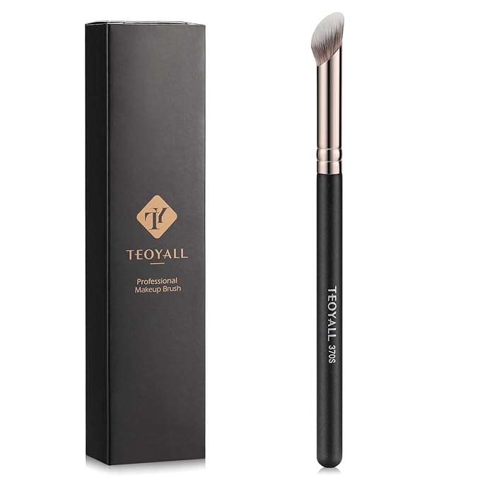 TEOYALL Mini Nose Contour Brush, Synthetic Under Eye Concealer Brush for Blending Setting Buffing with Liquid, Cream and Powder Cosmetic (370S)