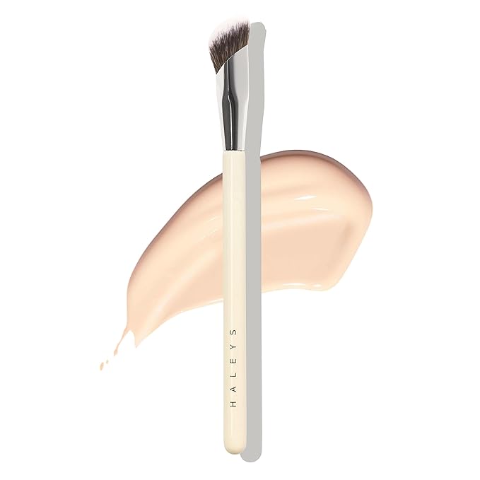 HALEYS Concealer Brush VEGAN+CRUELTY-FREE, Sustainable Wood, Vegan Bristles for Airbrushed Finish, For Creams,Liquids, Powder, Streak-free, Perfect Blending, Buffs, Smooths with Control, Special shape