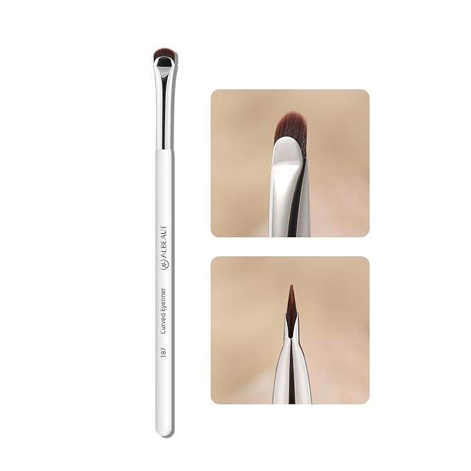 Eyeliner Brush, Crescent-Shaped Eyeliner and Brow Brush - Effortlessly Create Perfect Eyeliner (187 curved eyeliner)